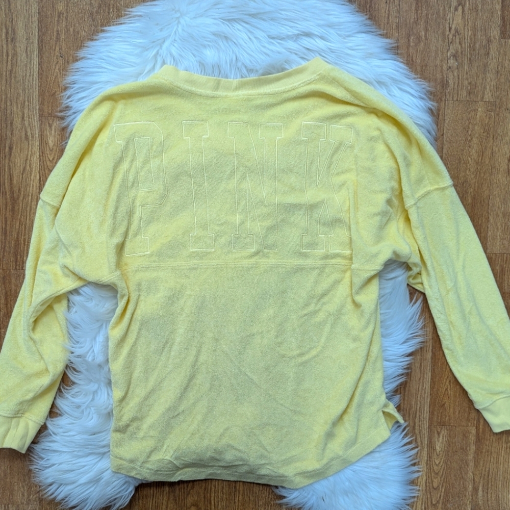 PINK Victoria's Secret Yellow Terry Cloth Pull Over Sweatshirt